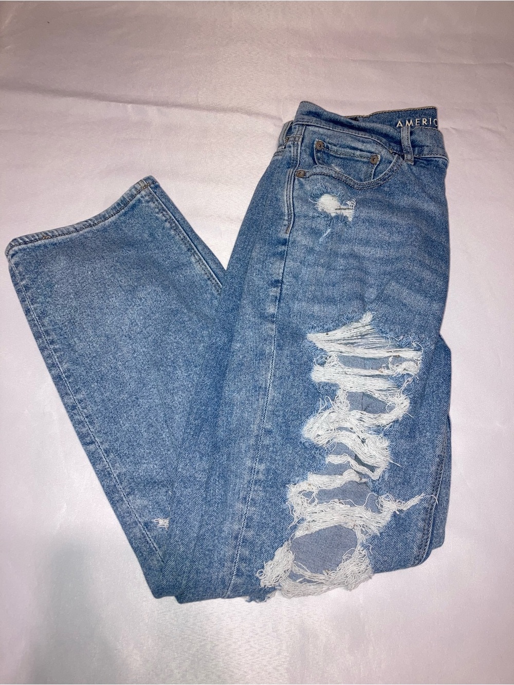American Eagle Outfitters Light Blue Ripped Boyfriend Jeans